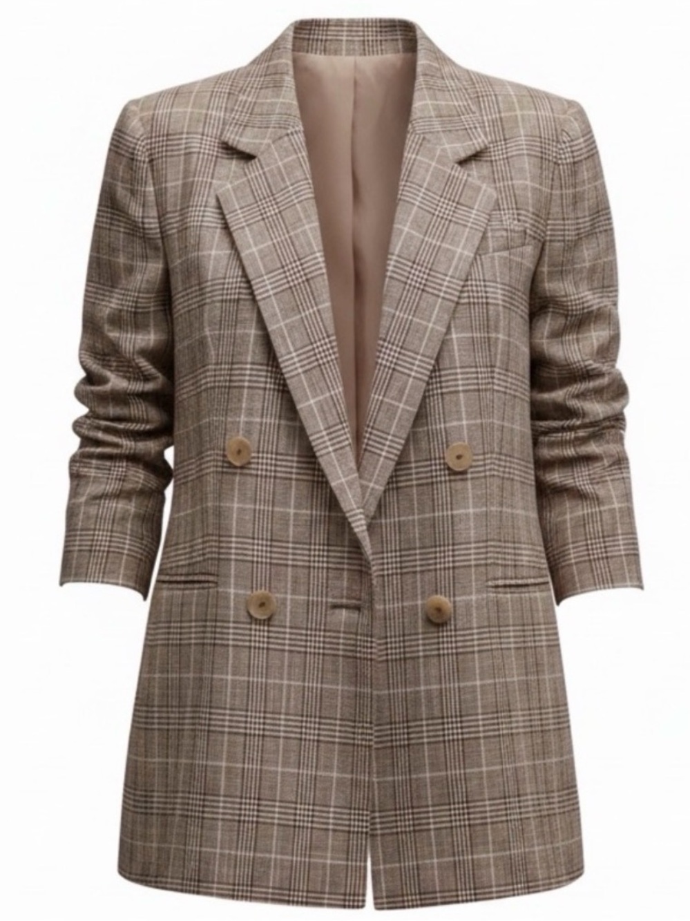 *Maeve Anthropologie Brown Plaid Linen Cotton Oversized Blazer Sz 6